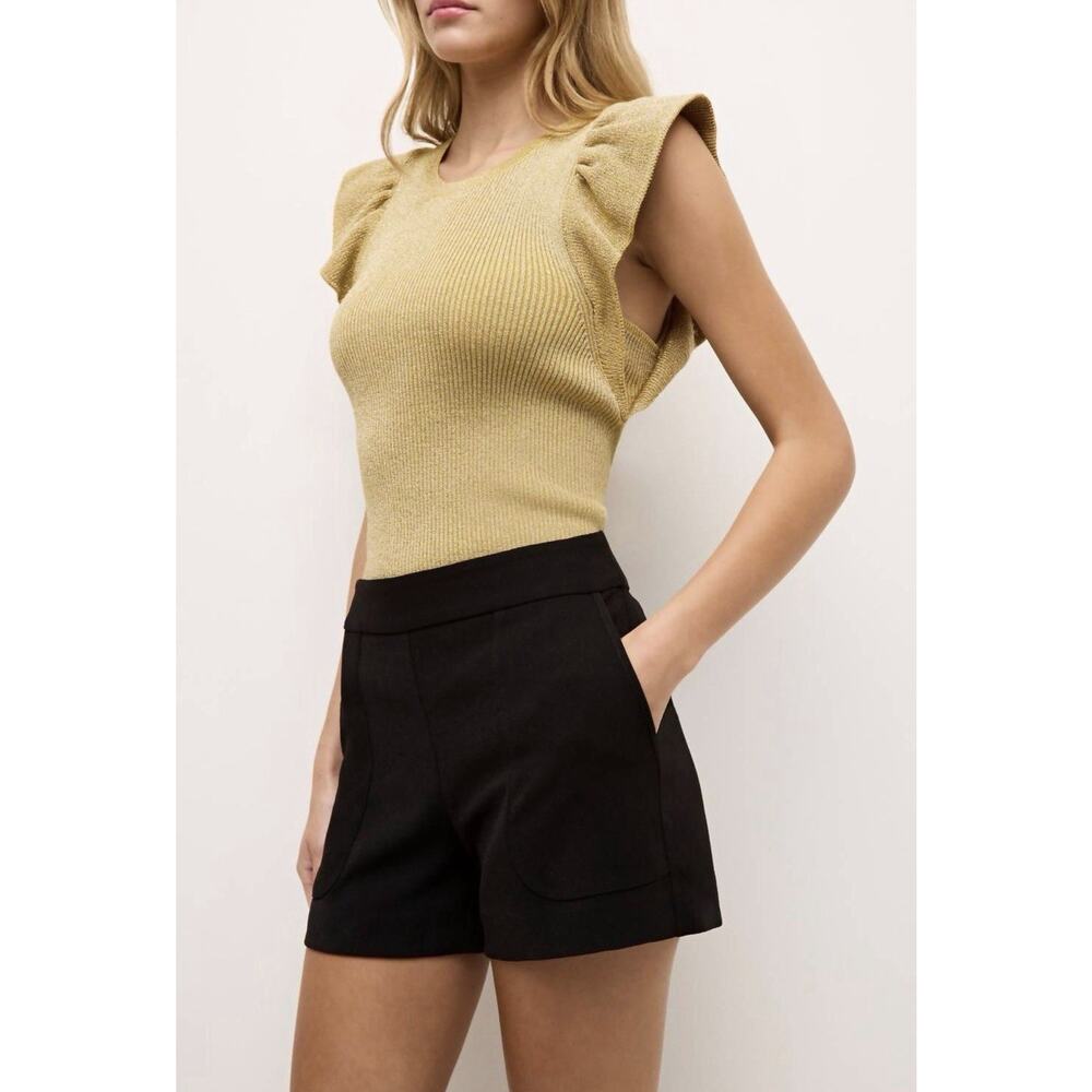 Marie Oliver Mia Mid Rise Shorts Black Womens Size 10 Pockets Side Zip